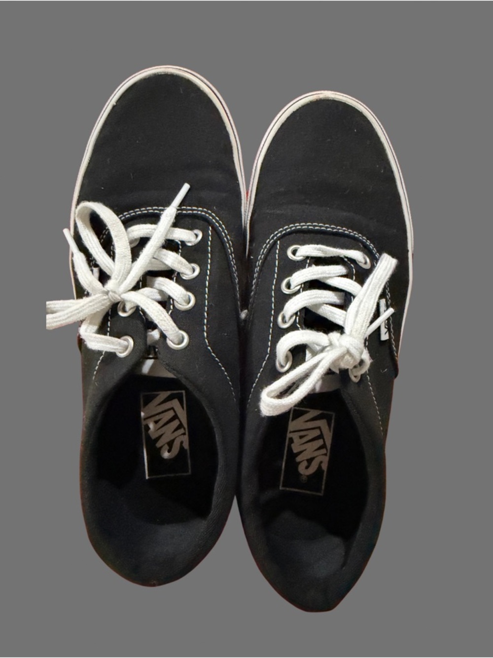 Vans Black Canvas Low-Top Sneakers with White Laces. Timeless.